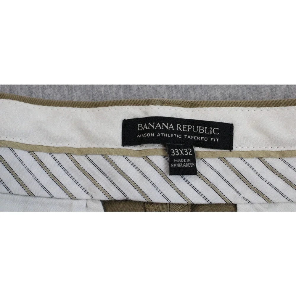 Banana Republic Pants Mens 33x32 Khaki Mason Athletic Tapered Fit Stretch - Picture 3 of 9